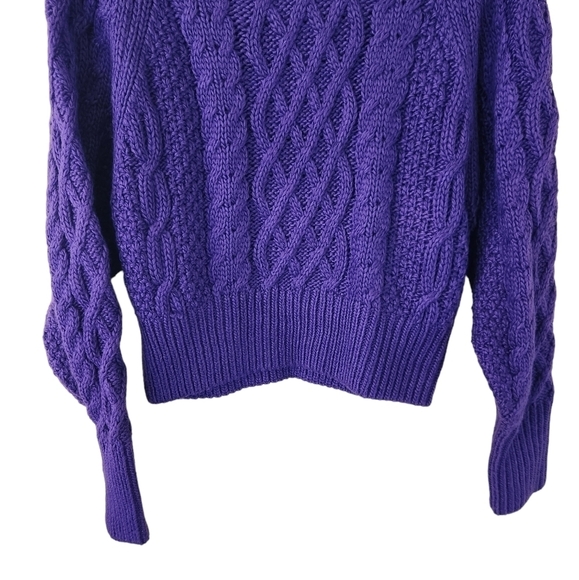 NWT H&M purple long-sleeve cable knit wool  sweater top jumper - Picture 2 of 15